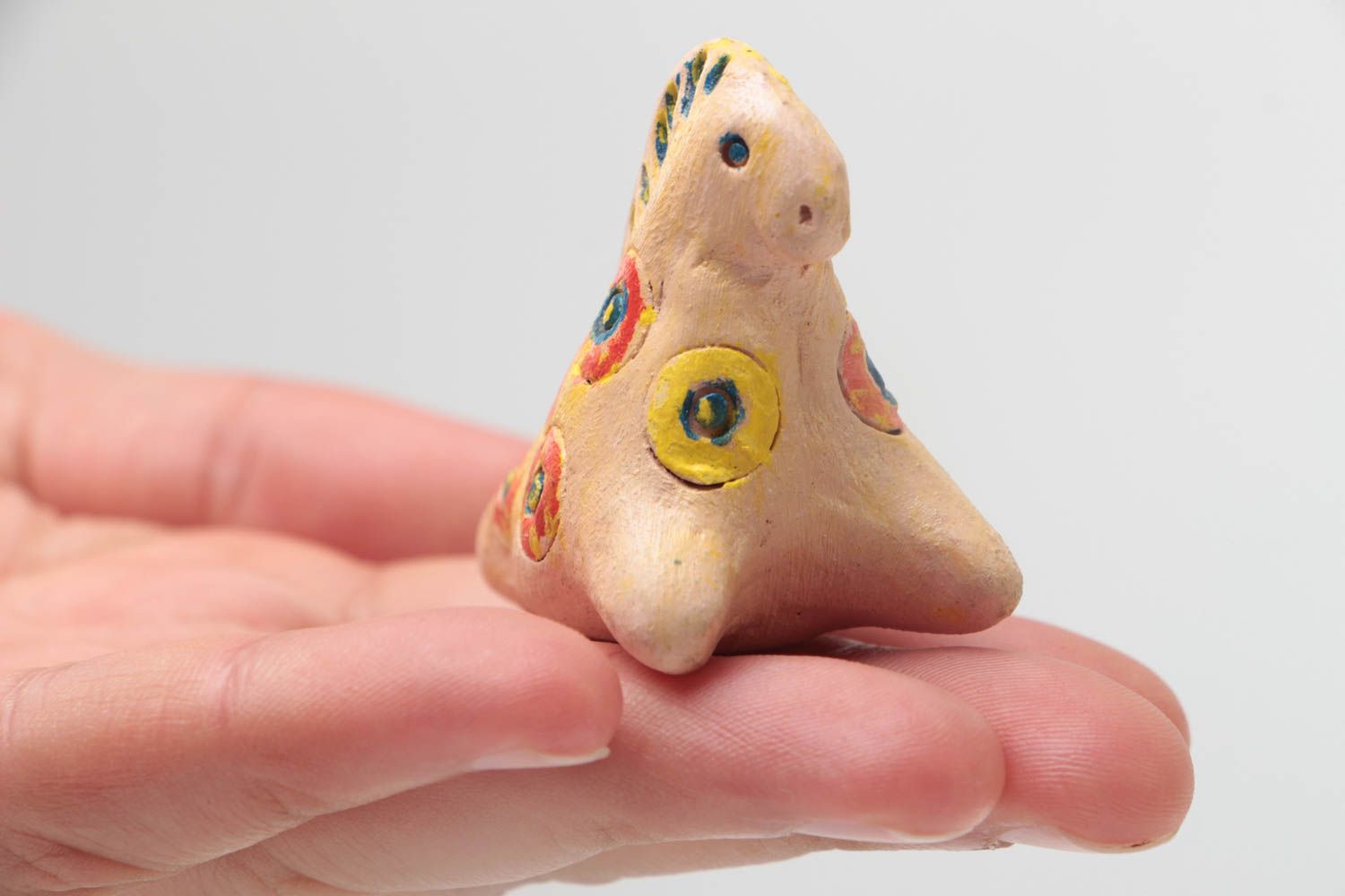 Игрушка из глины свистулька ручной работы с росписью красками этническая фото 5