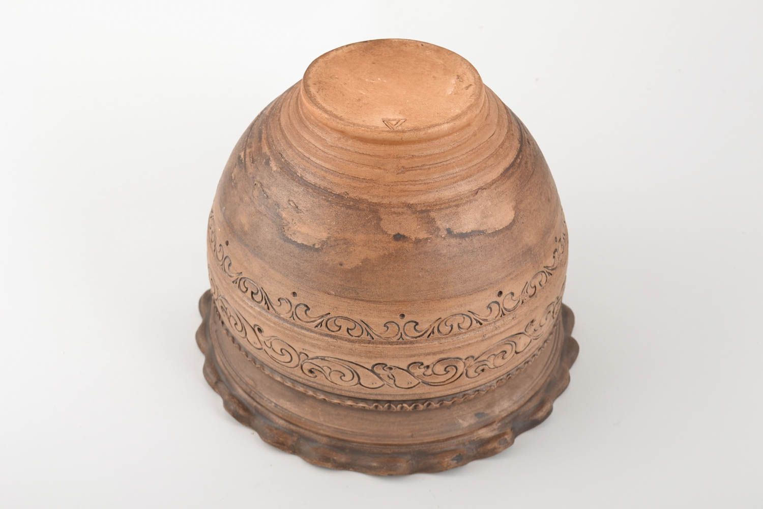 Beautiful large handmade ceramic pot molded of white clay 3 l photo 2