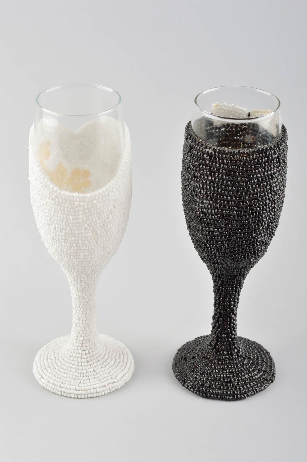 Beautiful handmade champagne glasses 2 pieces groom and bright stemware ideas photo 3