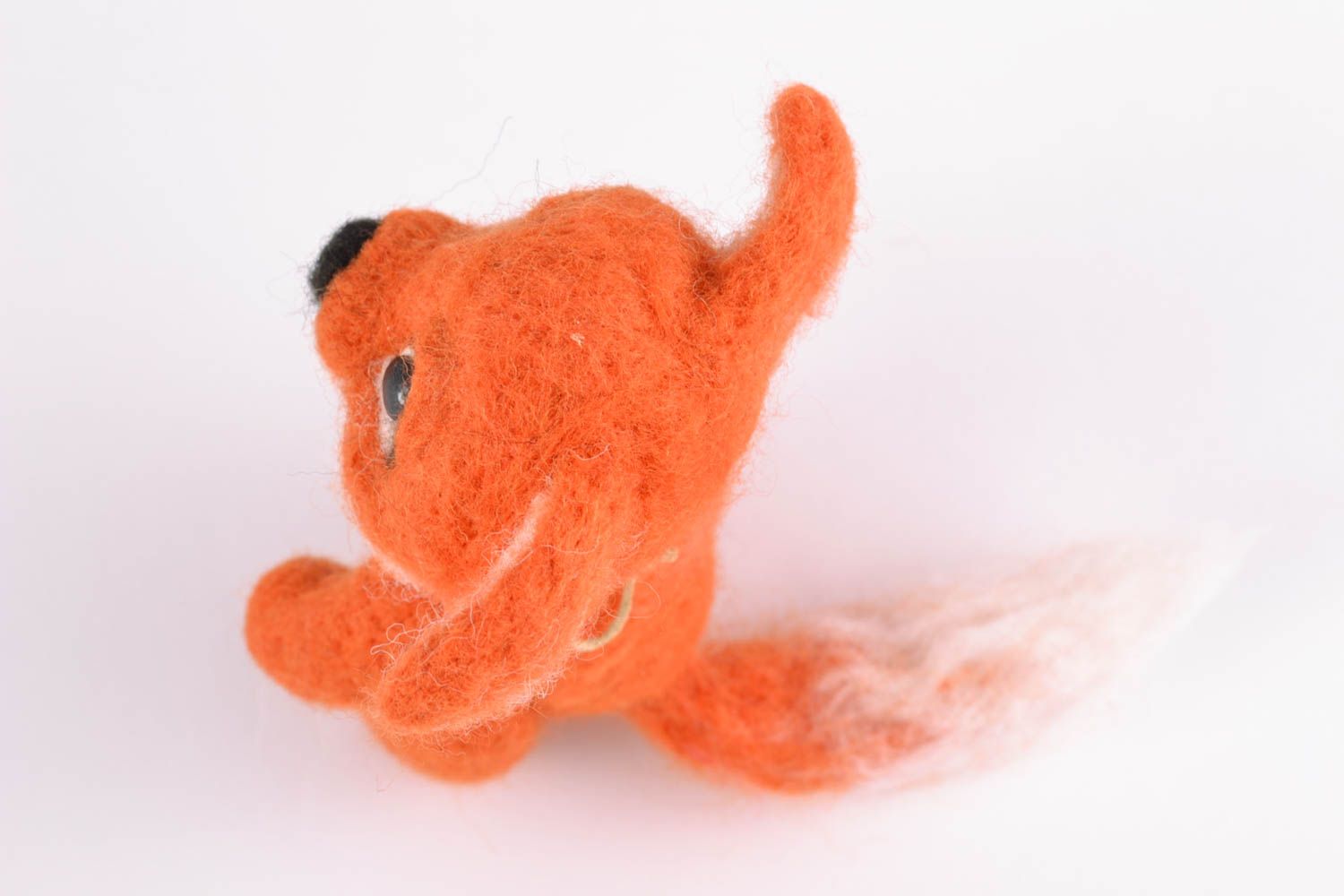 Jouet renard en laine feutrée fait main orange original pour petit enfant photo 5