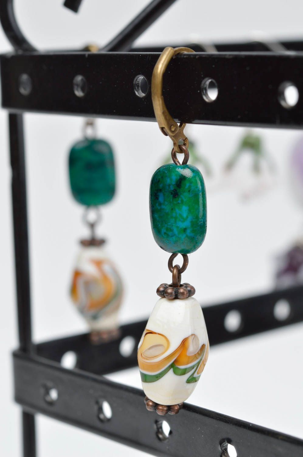 Handgemachte Glas Ohrringe Accessoire für Frauen Damen Schmuck originell schön foto 1