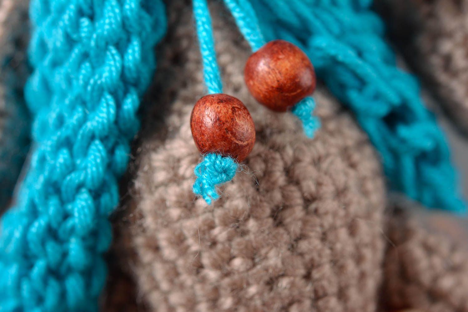 Jouet Ours tricoté fait main en fils de coton avec écharpe Cadeau pour enfant photo 4