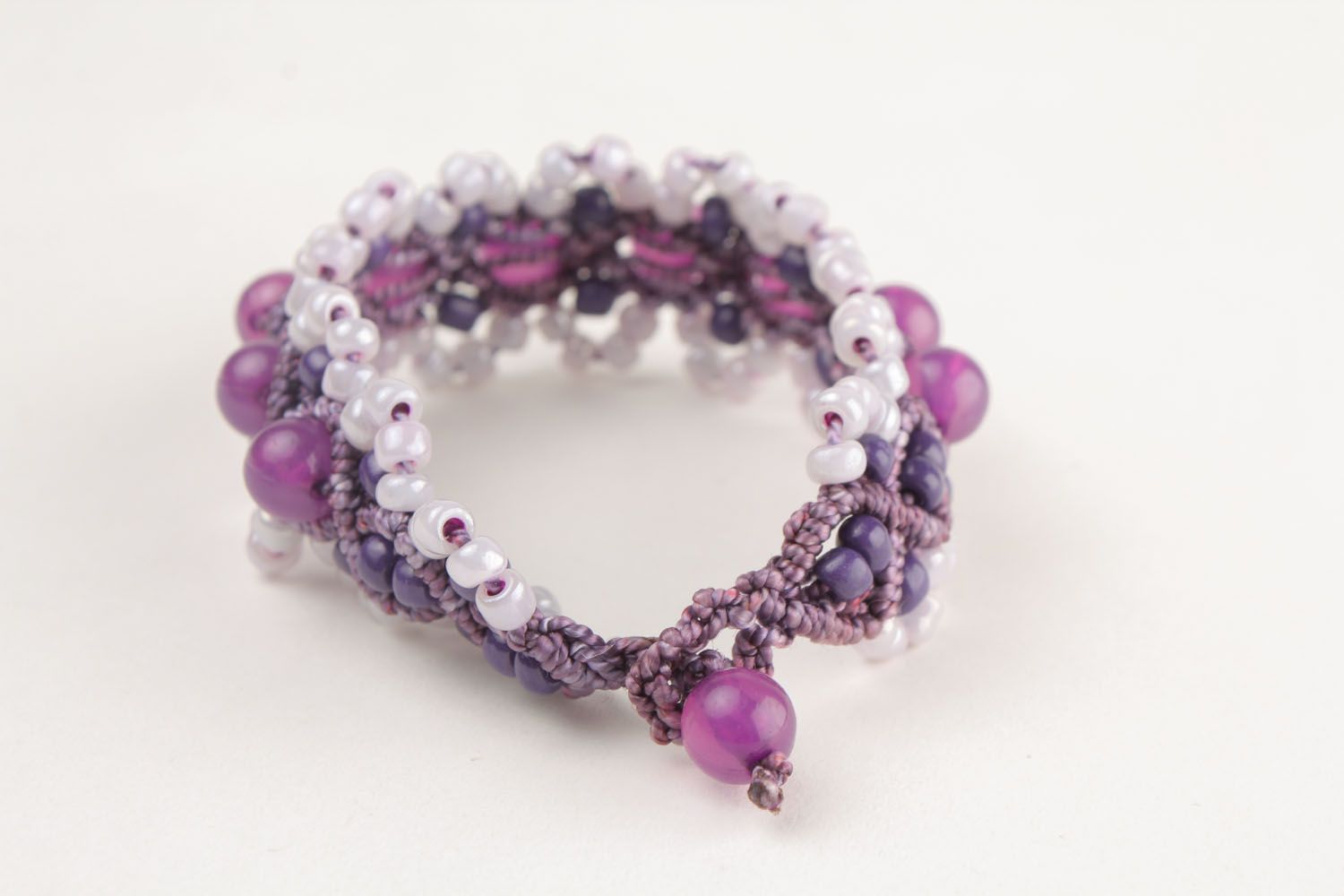 Bracelet tressé violet fait main photo 3