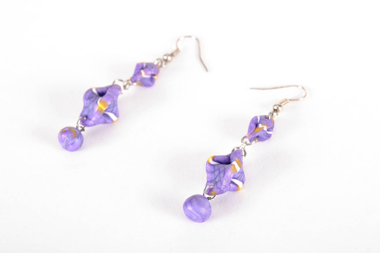 Long violet earrings photo 1