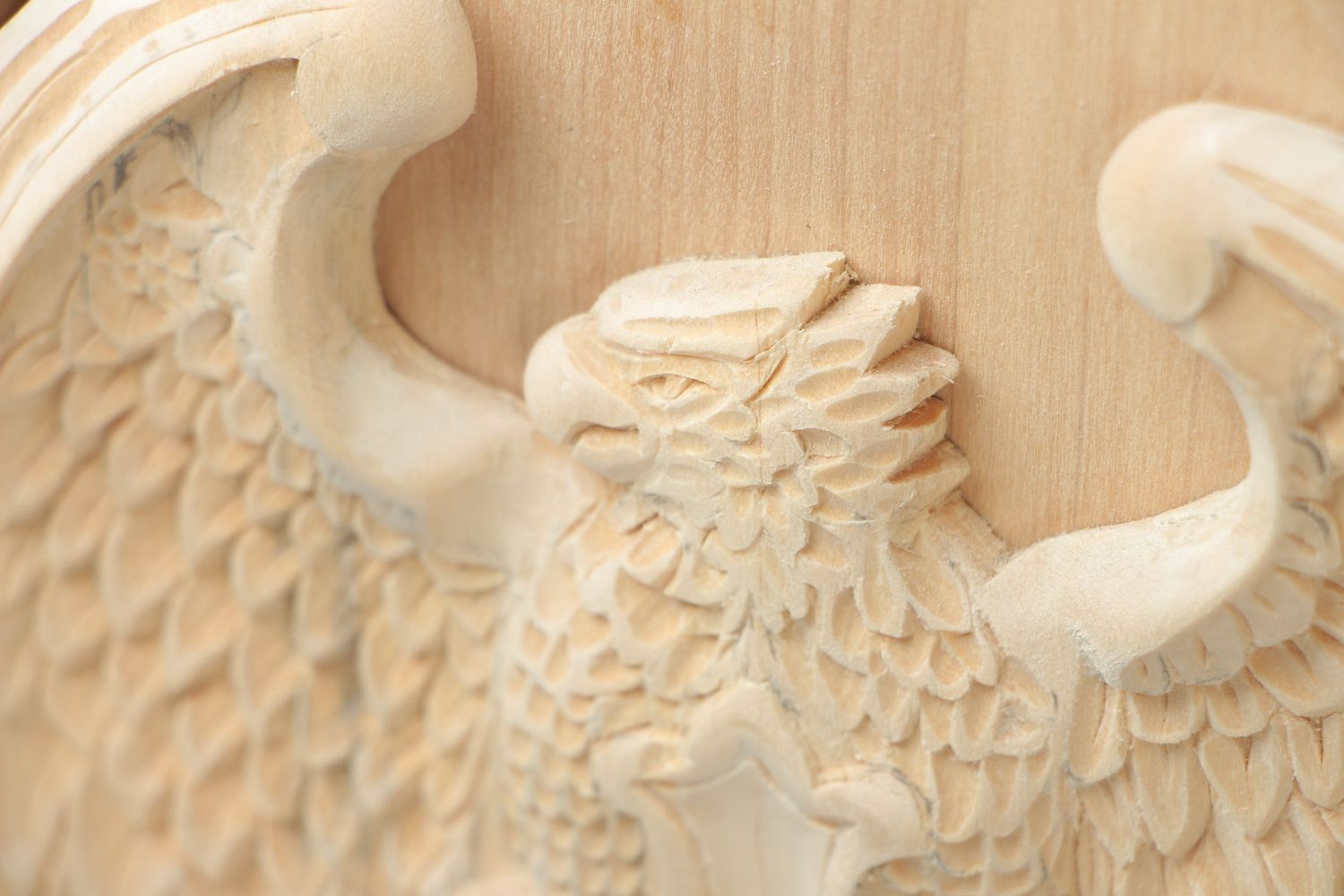 Handmade wood carved wall panel Eagle with Sword photo 2