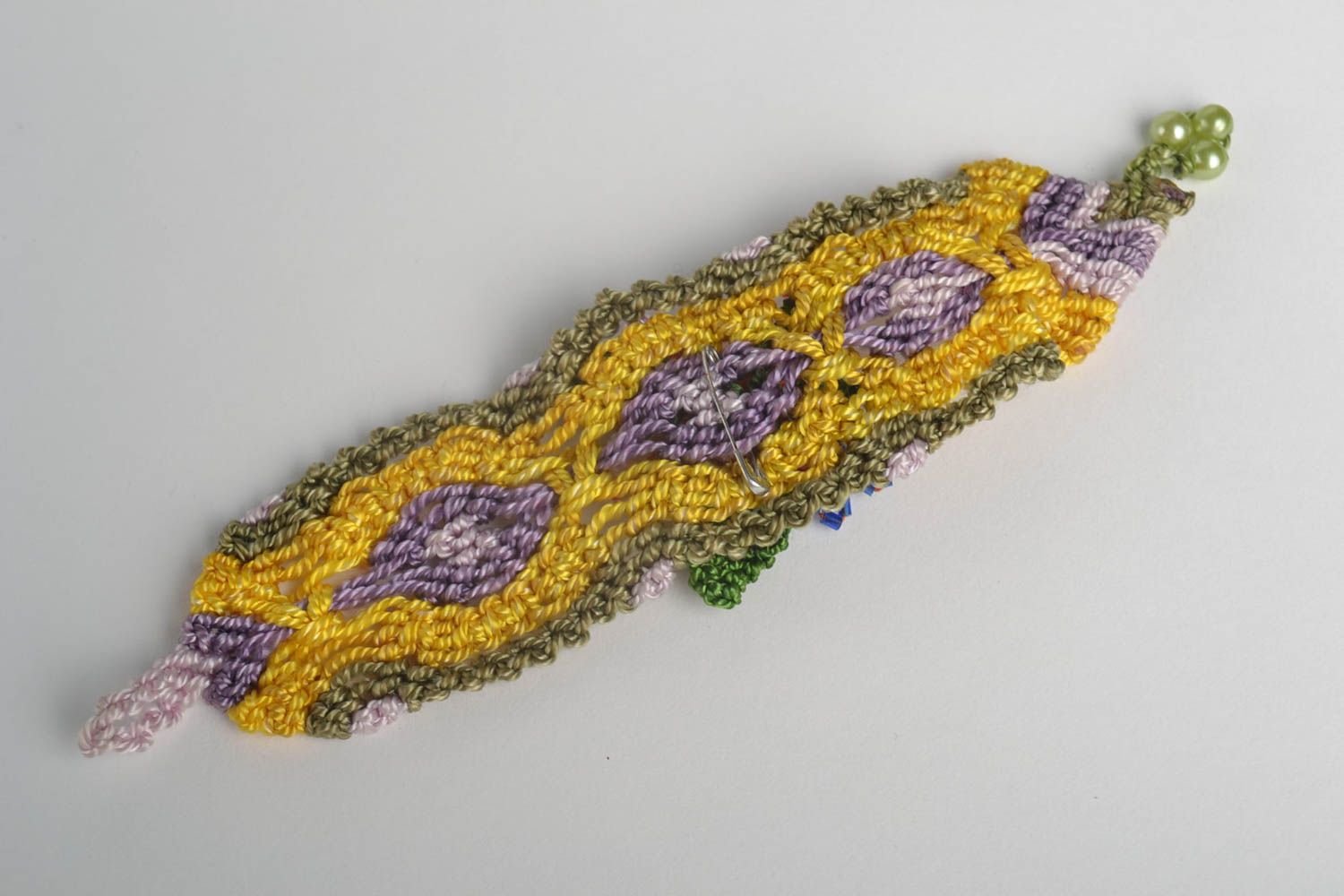 Geflochtenes Armband handmade Armband aus Stoff Geschenk für Frau mit Blumen foto 3