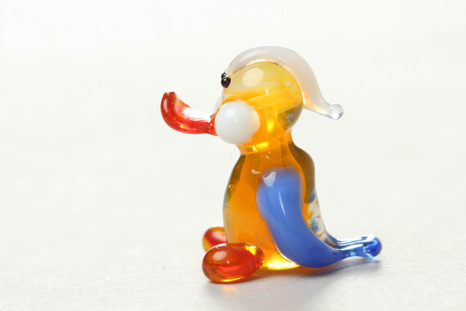 Figura artesanal de vidrio Pato colorado foto 2
