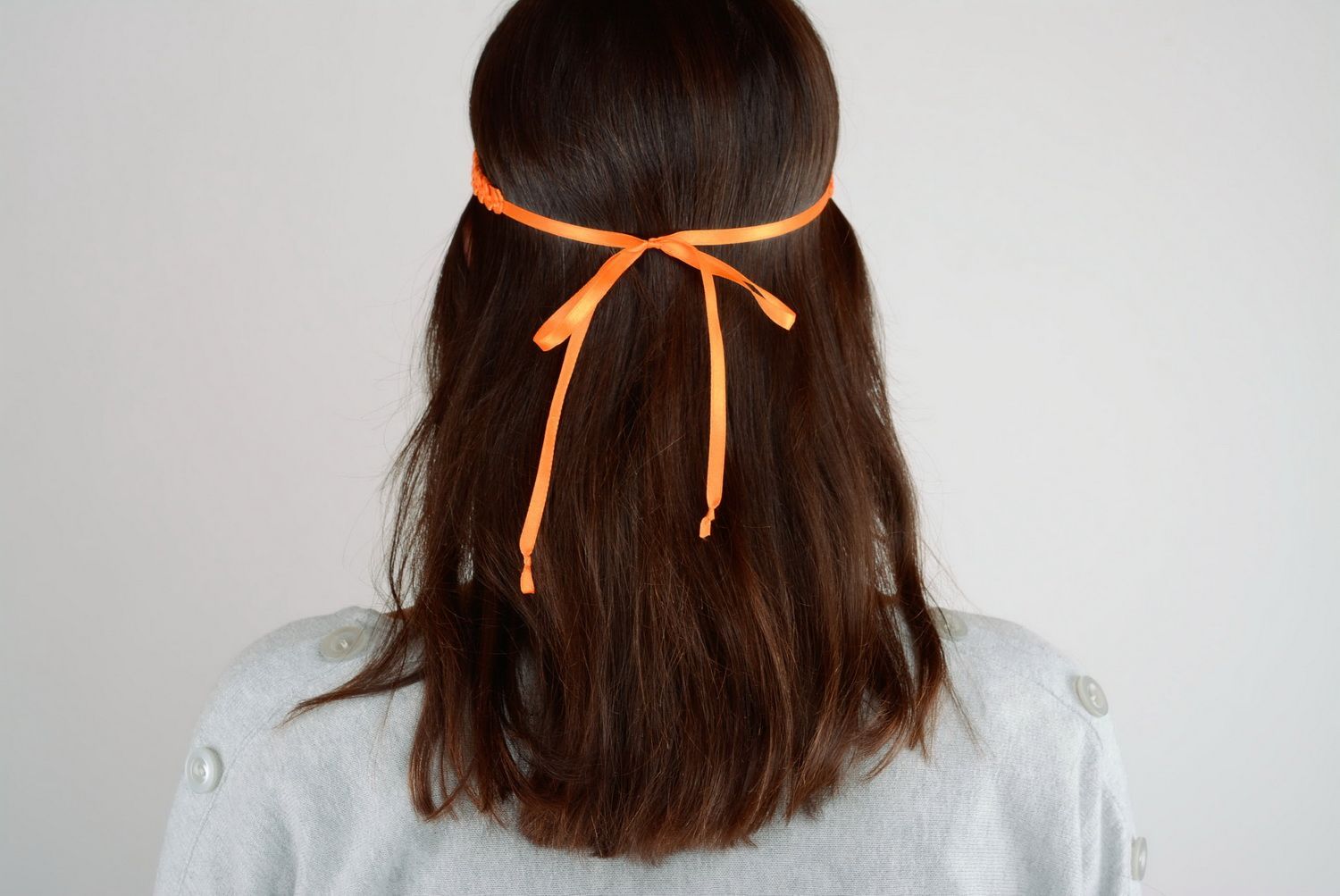 Bandeau pour cheveux original orange fait main photo 2