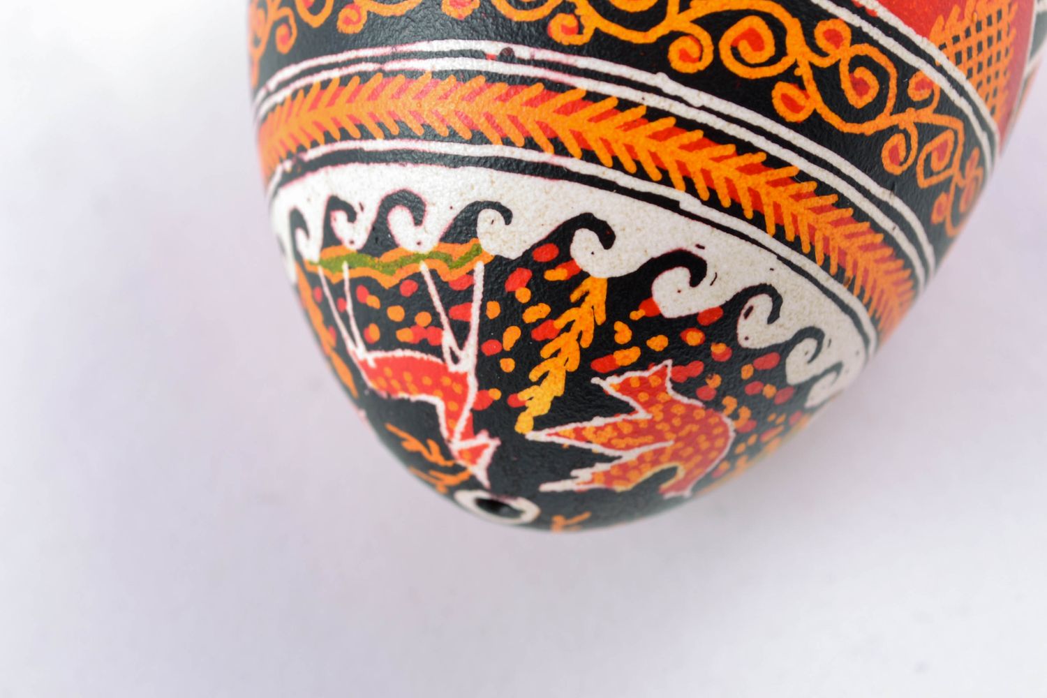 Painted Easter goose egg with animal motives photo 4