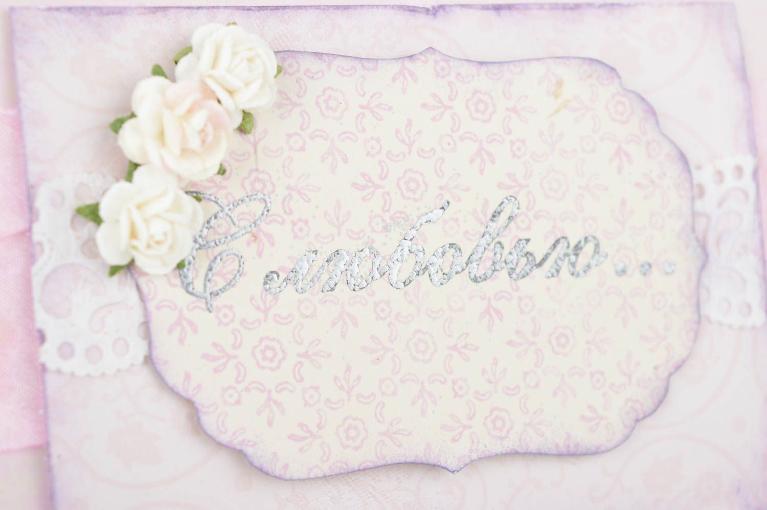Tarjeta de felicitación exclusiva postal hecha a mano con rosas regalo original foto 3