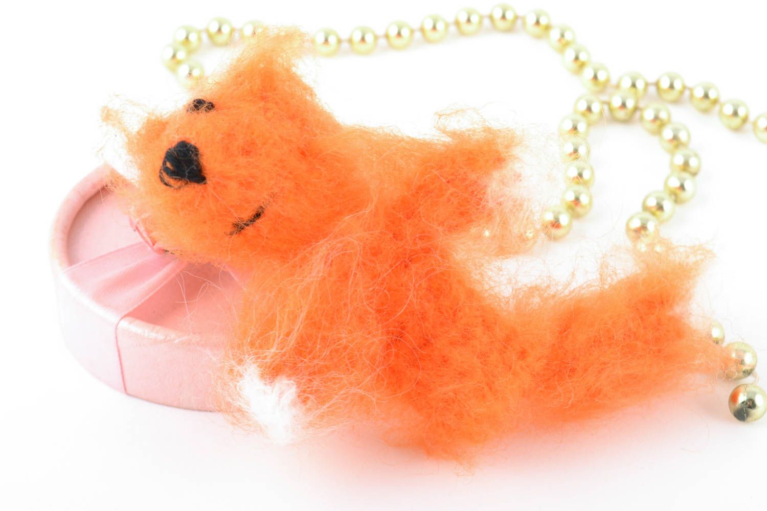 Пальчиковая игрушка лисичка ручной работы шерстяная вязаная рыженькая детская фото 1