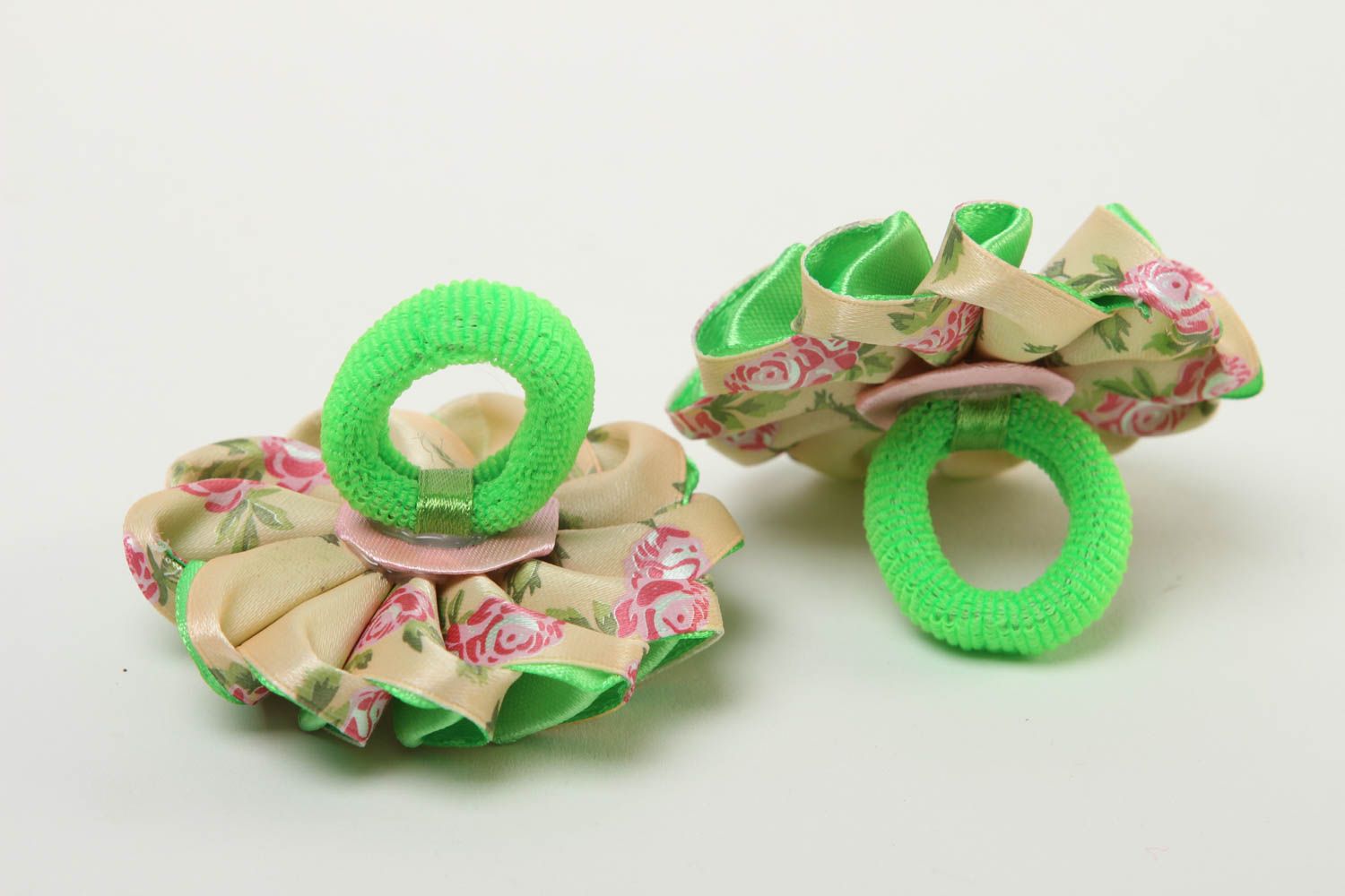 Handmade accessories for kids flower hair ties kanzashi flowers hair jewelry photo 4
