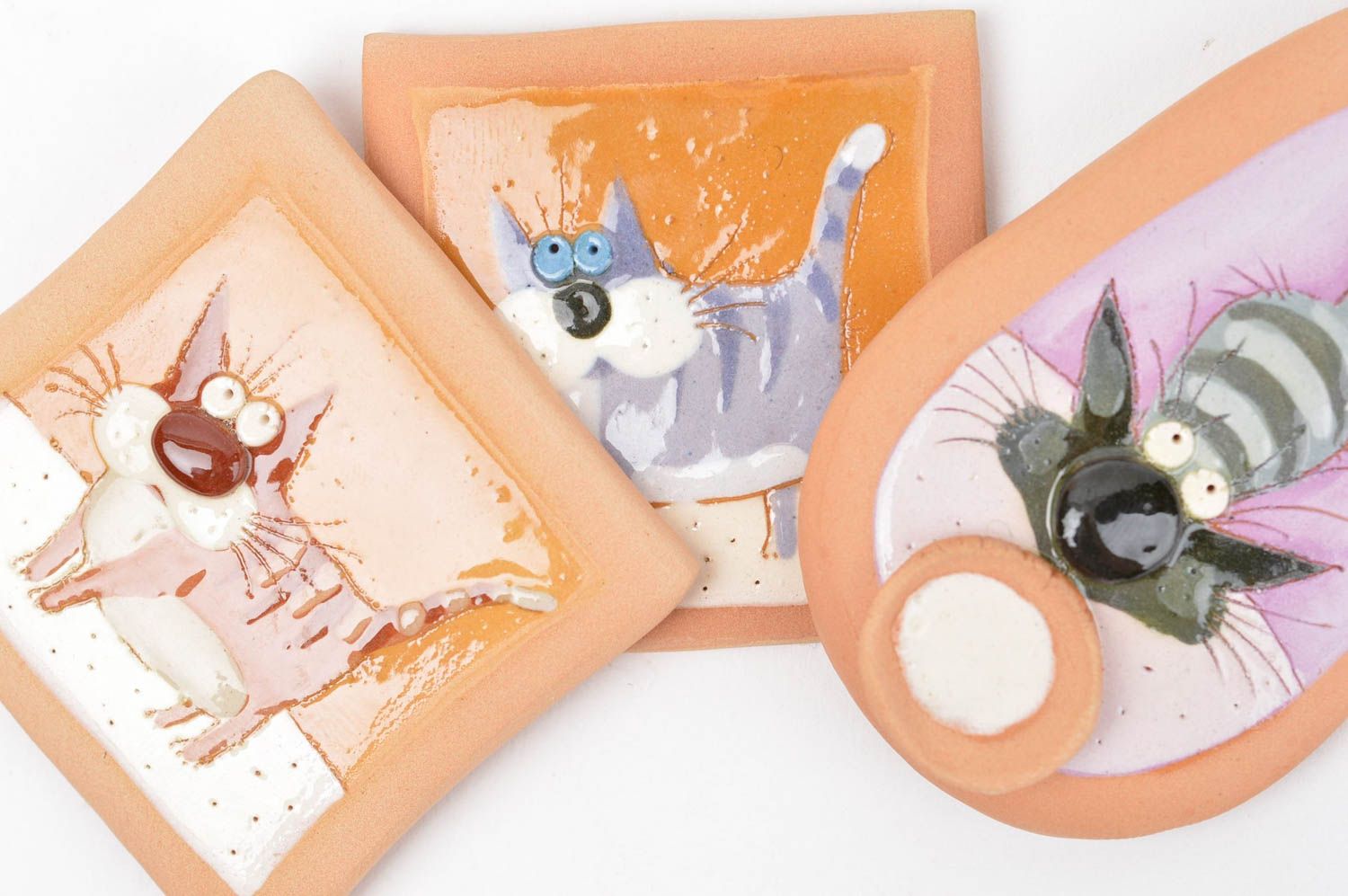 Магниты на холодильник хэнд мэйд декор для дома необычные подарки Полосатые коты фото 5