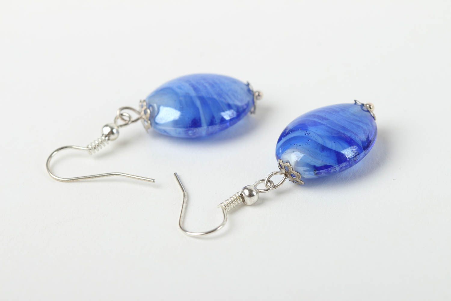 Boucles d'oreilles bleues Bijou fait main en verre de Murano Idée cadeau femme photo 4