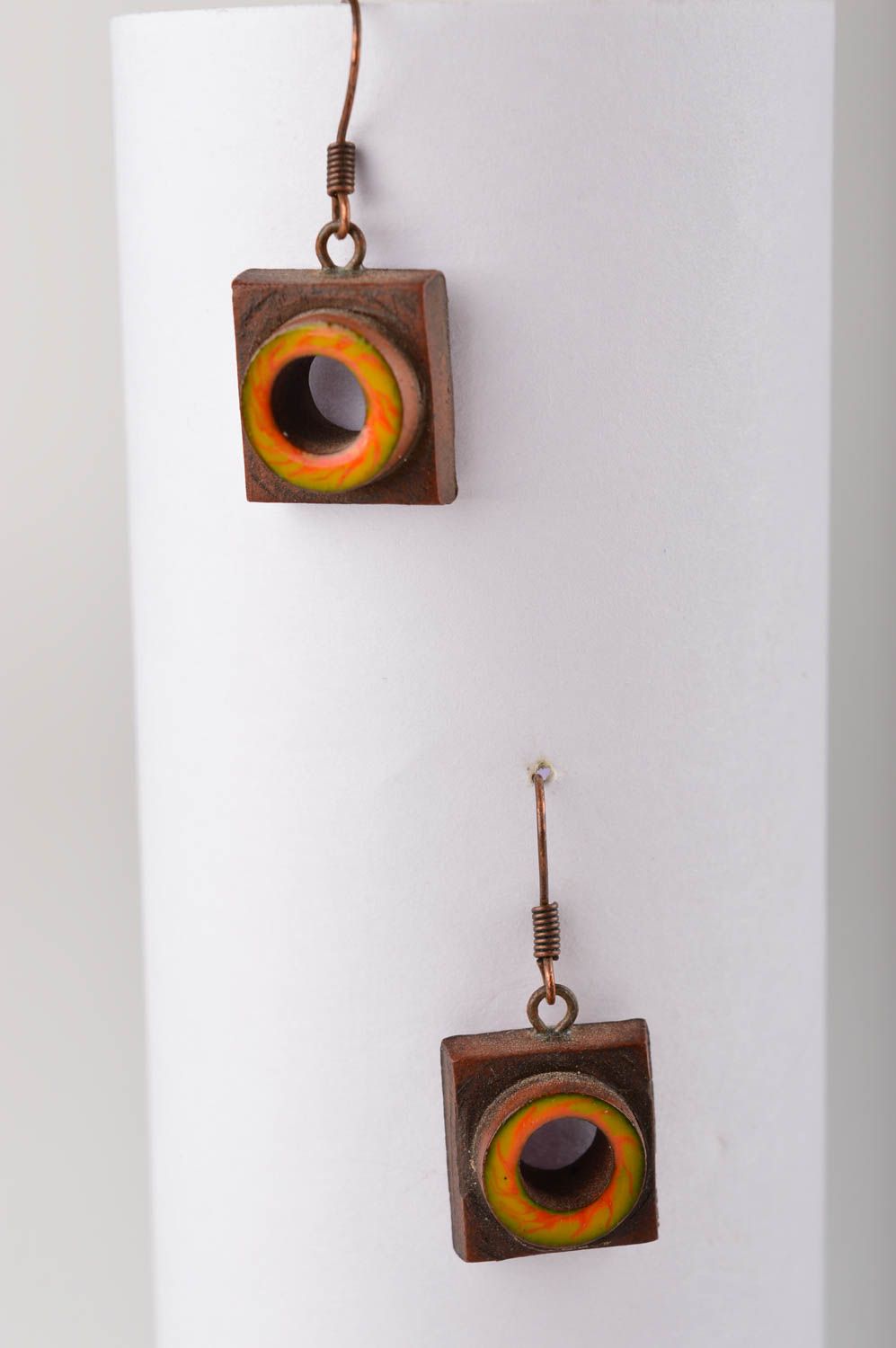 Красивые серьги украшение ручной работы керамические серьги с росписью фото 2