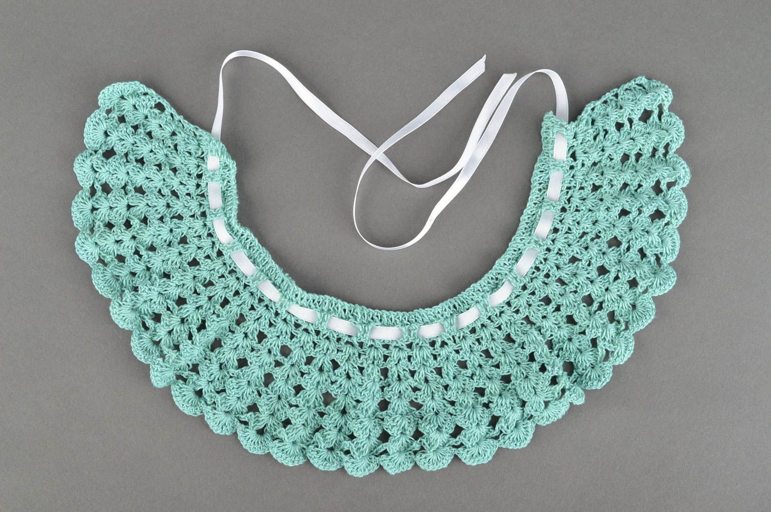 Handmade collar crocheted necklace designer collar unusual accessories photo 2
