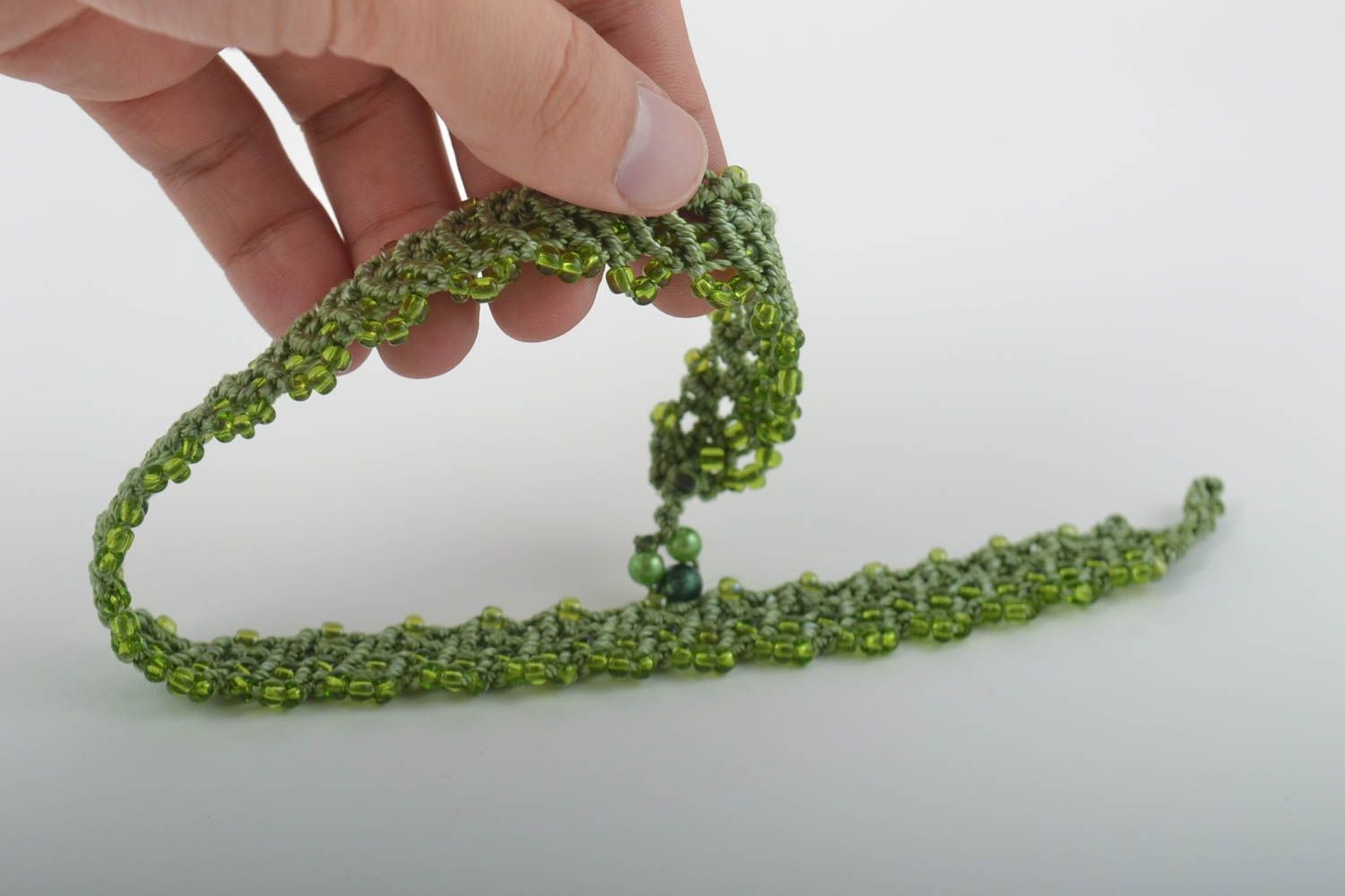 Collier en perles de rocaille Bijou fait main vert design Accessoire femme photo 5