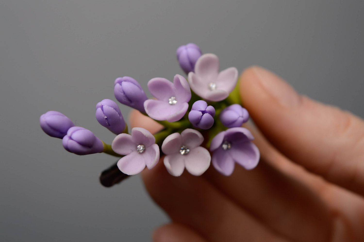 Handmade hair clip of violet color photo 3
