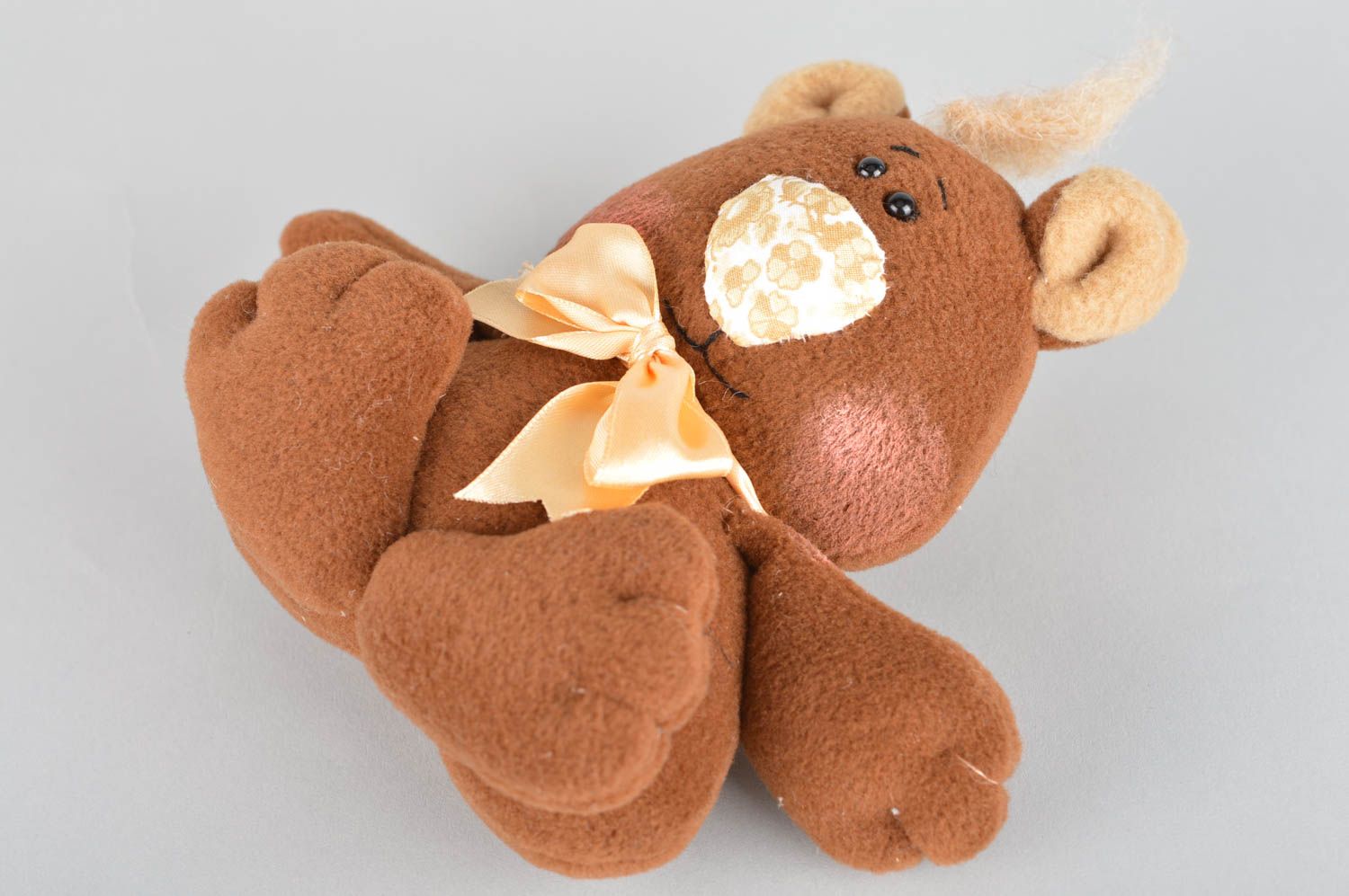 Unusual beautiful stylish cute brown handmade soft toy in shape of bear photo 2