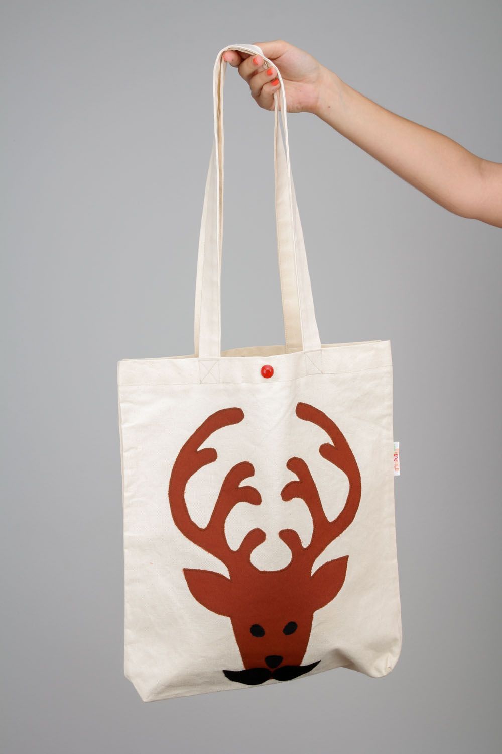 Handmade fabric bag with funny deer photo 2