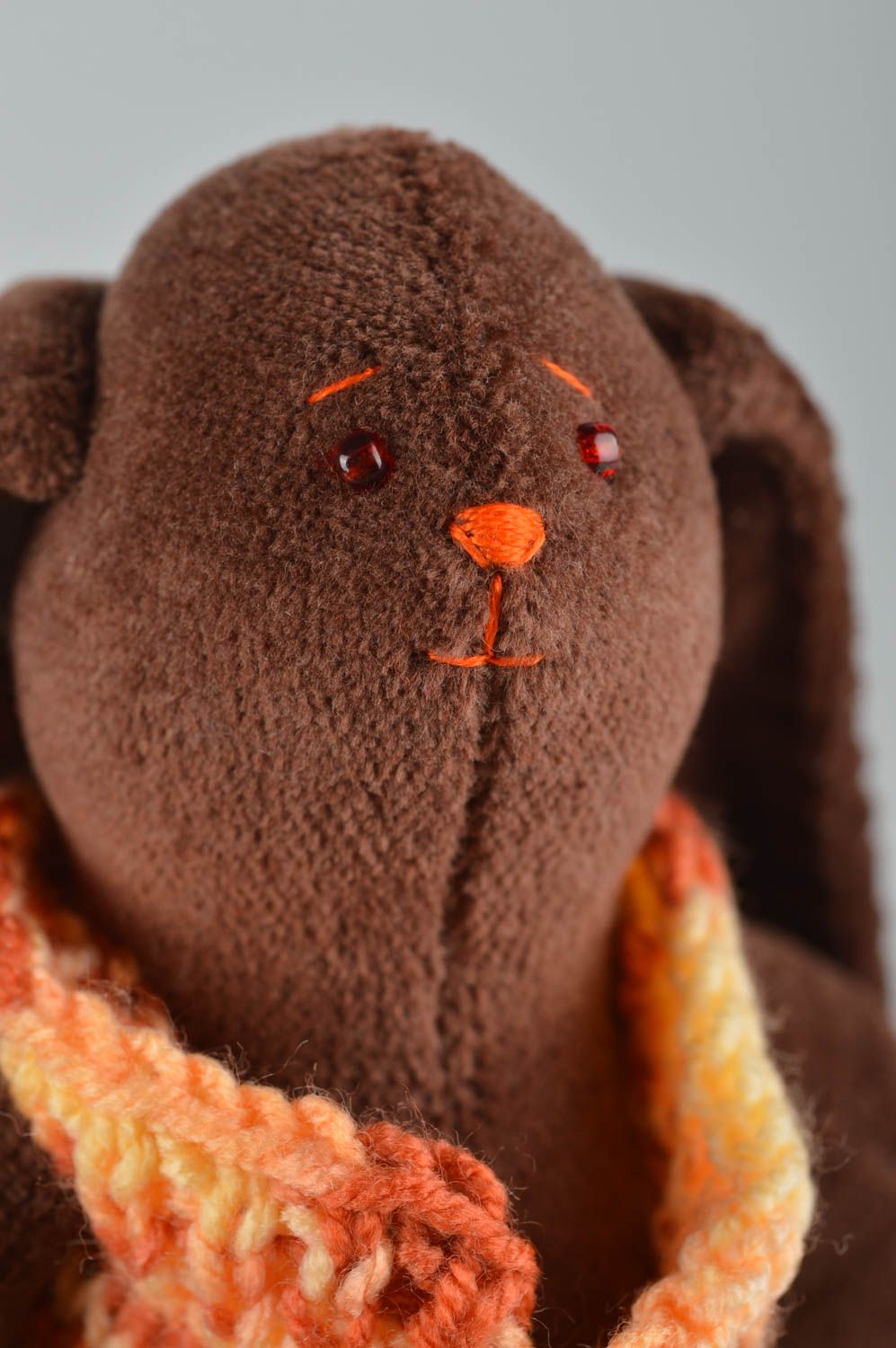 Игрушка заяц ручной работы авторская игрушка стильный подарок коричневый фото 4
