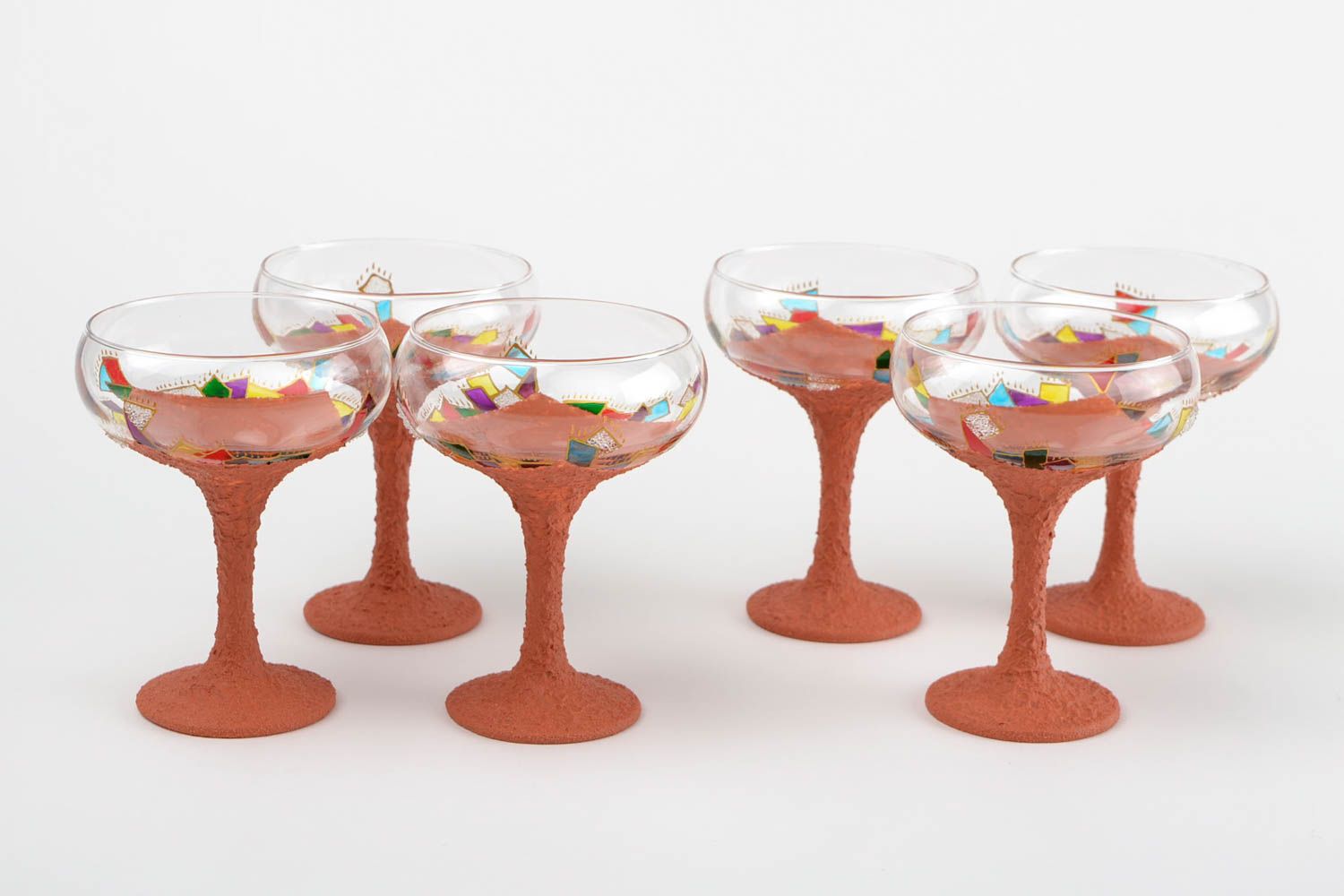 Набор бокалов стеклянных посуда ручной работы бокалы с росписью оригинальные фото 3