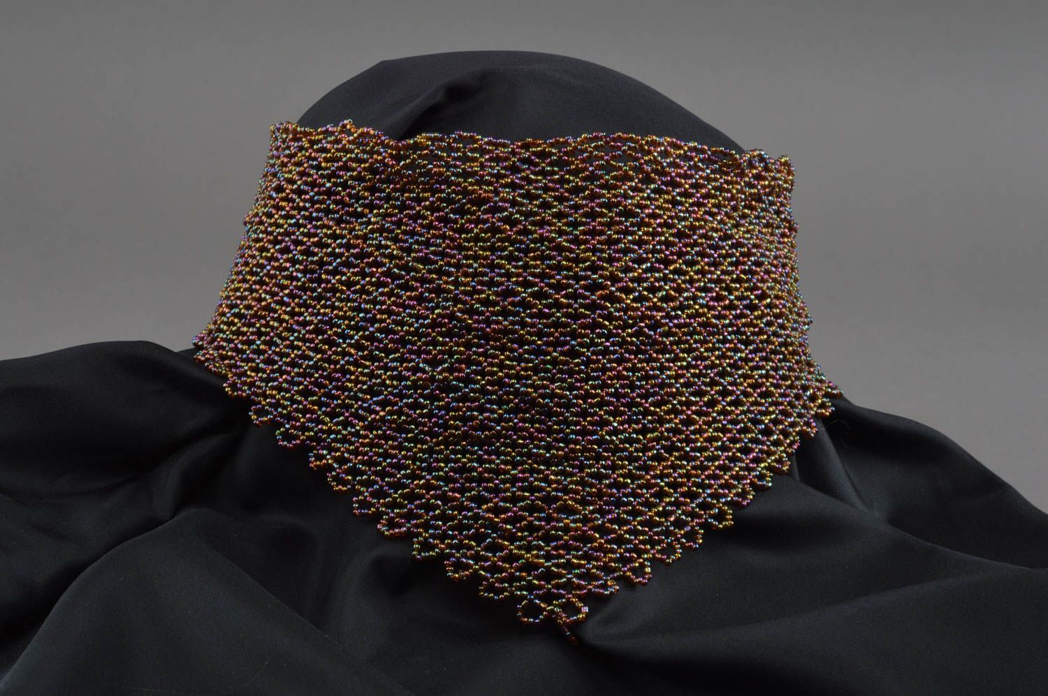 Handmade beaded necklace beaded kerchief stylish accessory for women photo 1