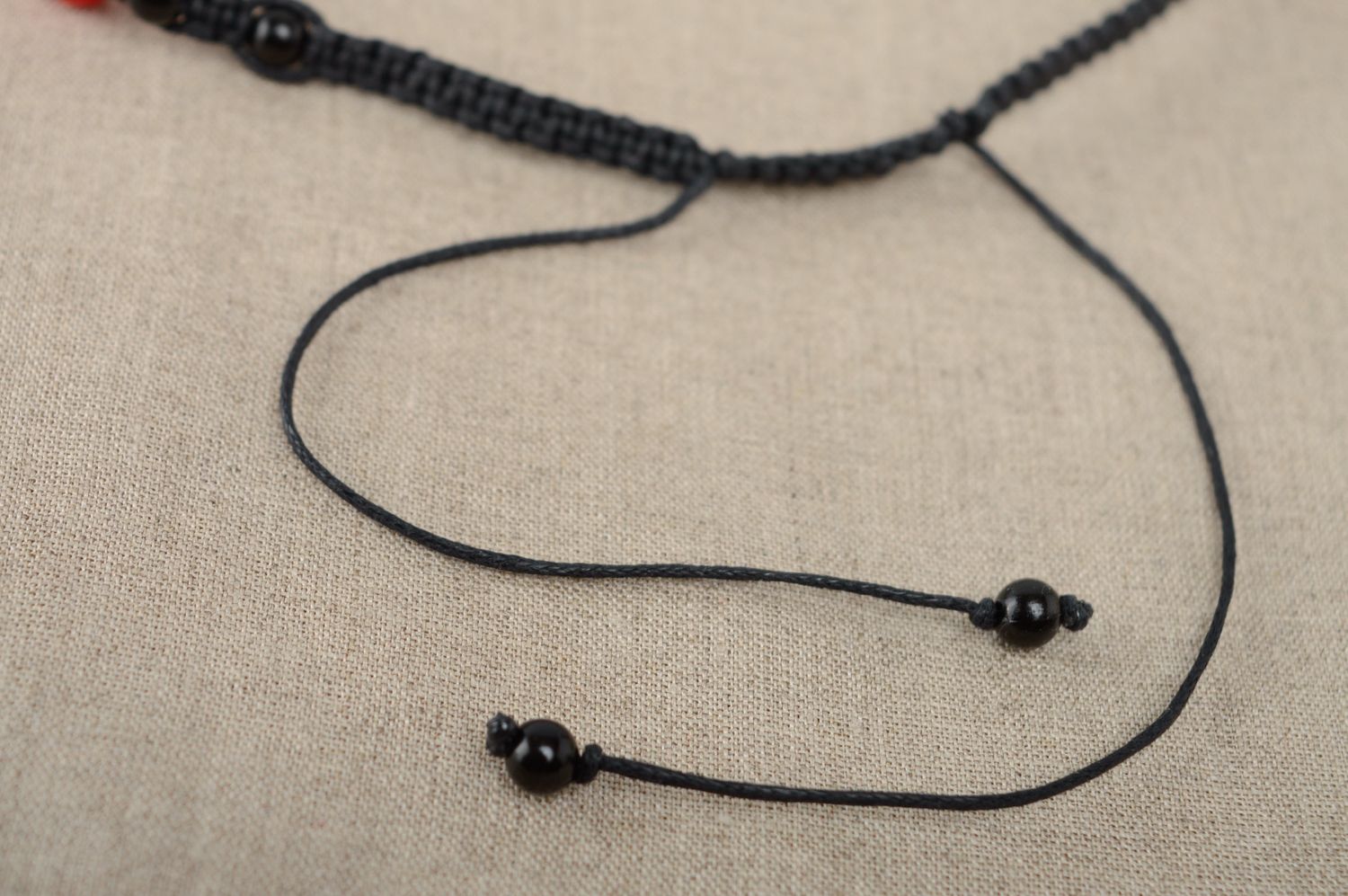 Macrame headband-necklace with ceramic beads  photo 5