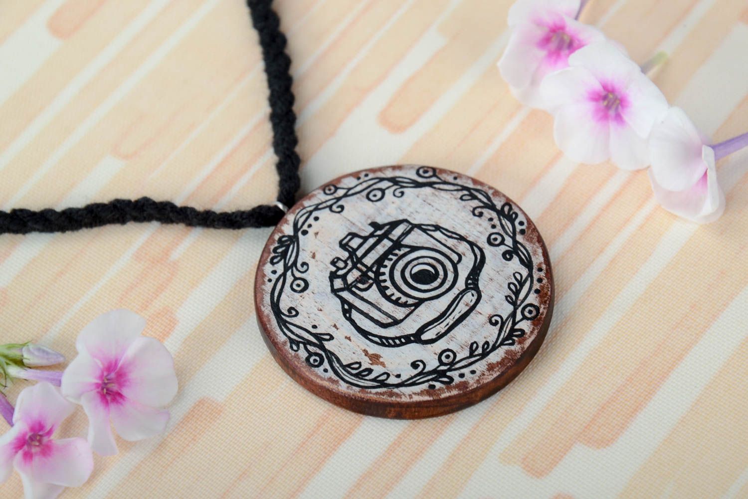 Handmade pendant wooden pendant designer accessory gift for girl unusual pendant photo 1