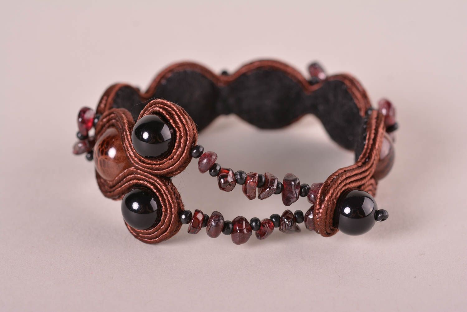 Handmade soutache bracelet gemstone bracelet designs textile jewelry for girls photo 3