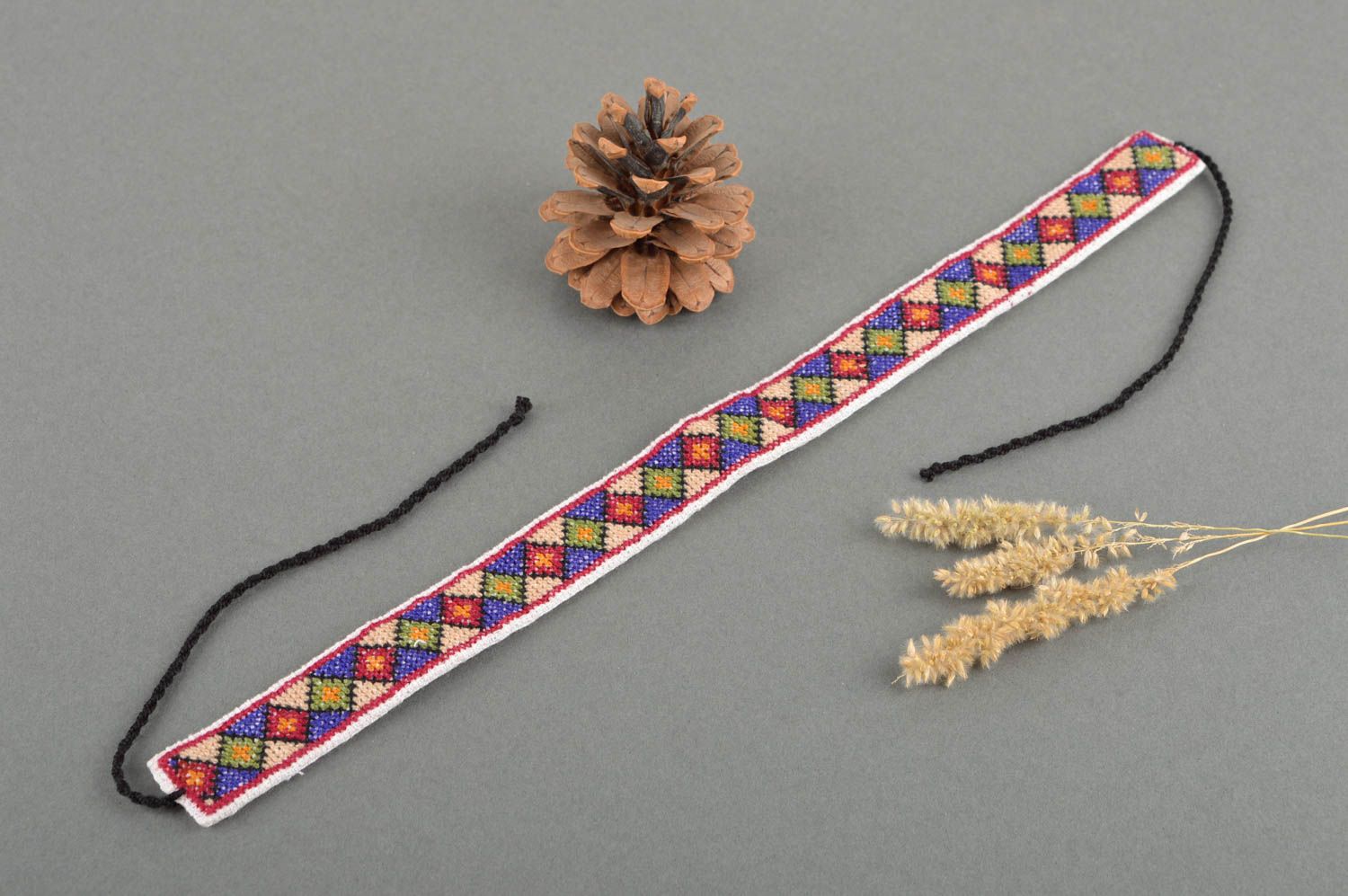 Collier ras du cou Collier fait main en coton et soie Accessoire ethnique photo 1