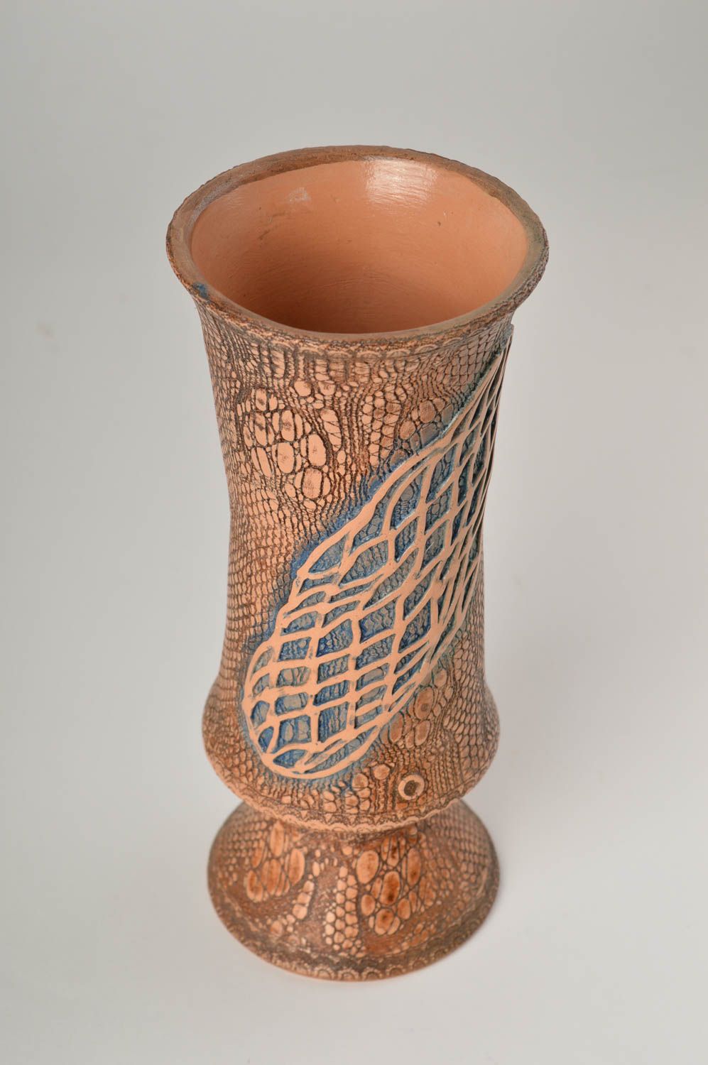 9 inchs brown handmade ceramic vase décor with ornament 1,05 lb photo 2