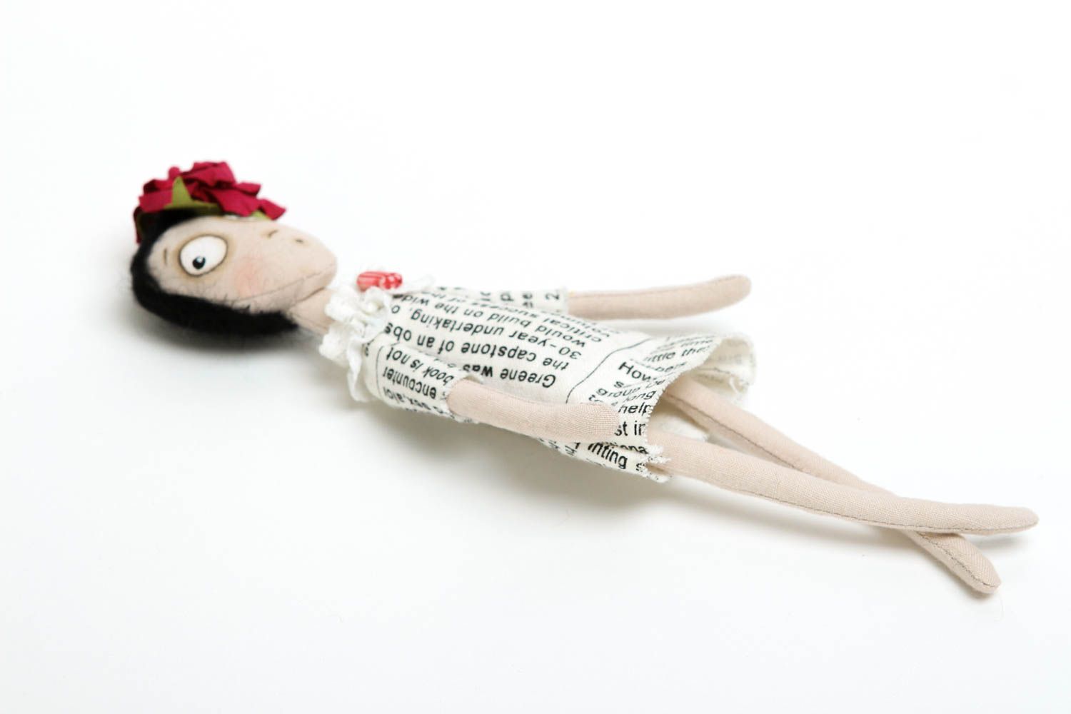 Bambola insolita in cotone fatta a mano pupazzo tessile originale decoro casa foto 3
