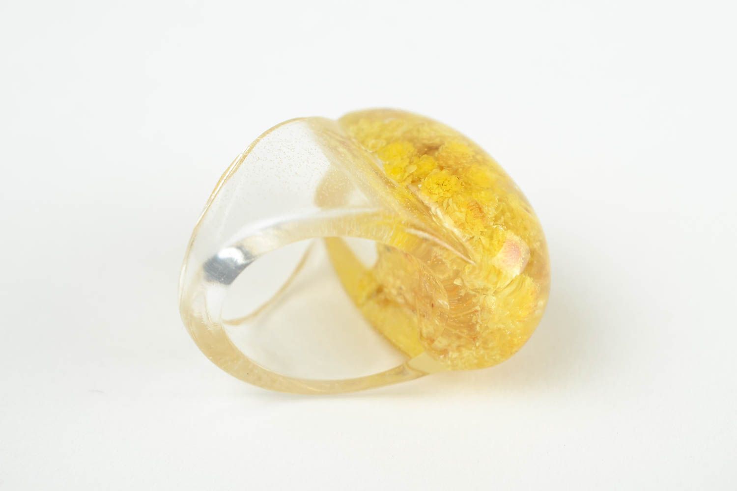 Кольцо ручной работы кольцо из эпоксидной смолы красивое кольцо с сухоцветами фото 5