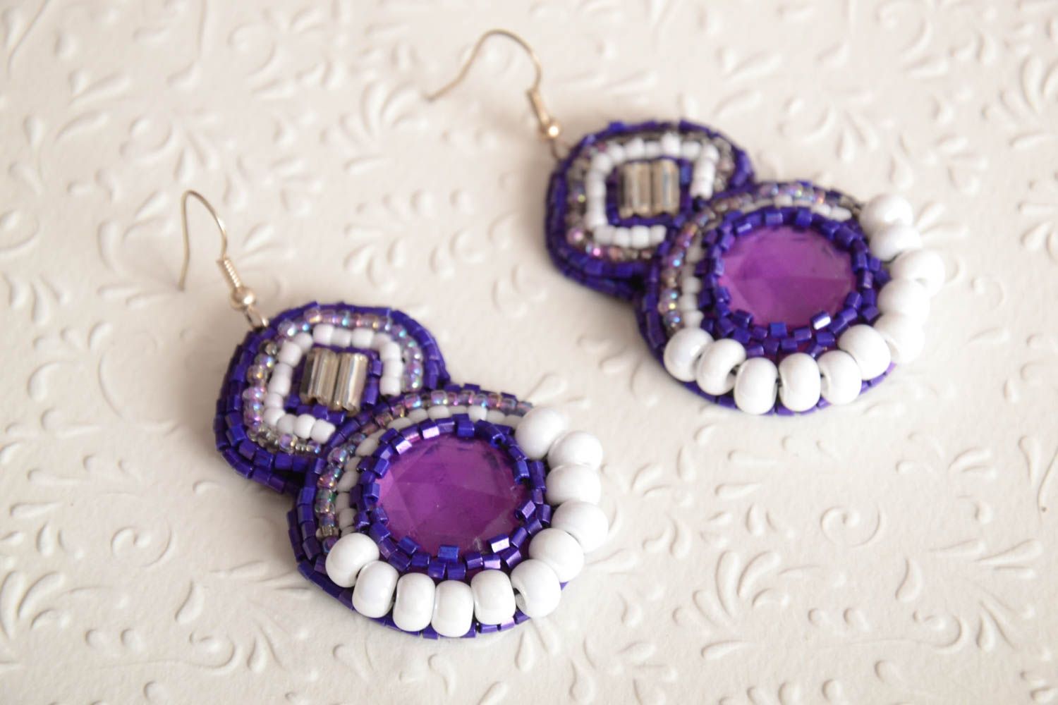 Beautiful handmade beaded earrings stylish oval accessories cute earrings photo 1