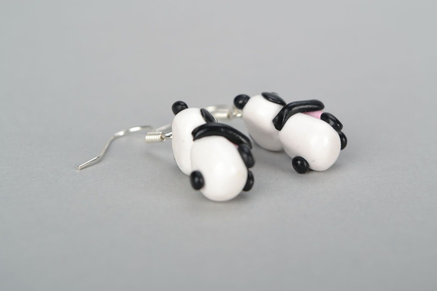 Polymer clay earrings Pandas photo 3