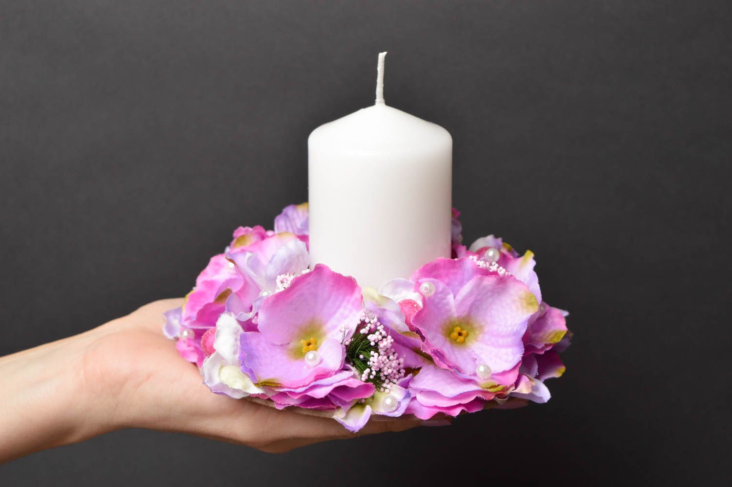 Свеча ручной работы свадебная свеча с цветами свеча на свадьбу красивая фото 2
