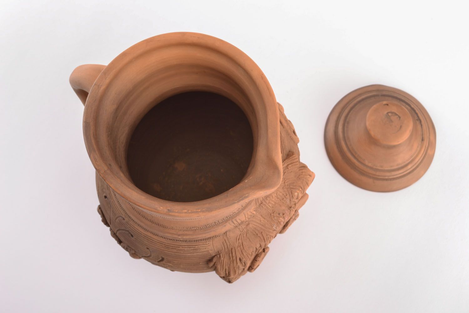 45 oz ceramic handmade milk pitcher with molded décor 2,5 lb photo 2
