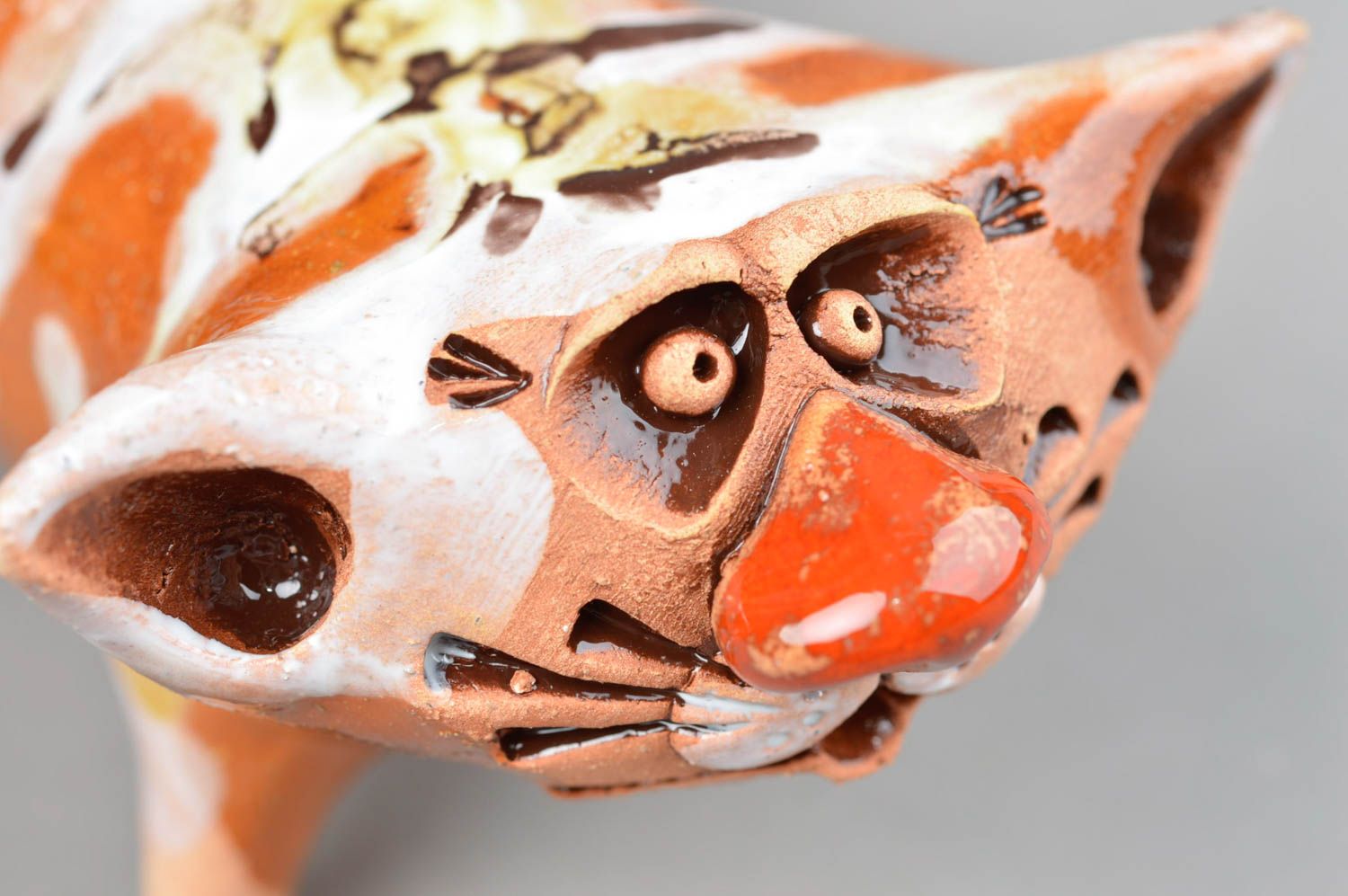 Figurine en céramique avec peinture de glaçure faite main Chat souvenir cadeau photo 5