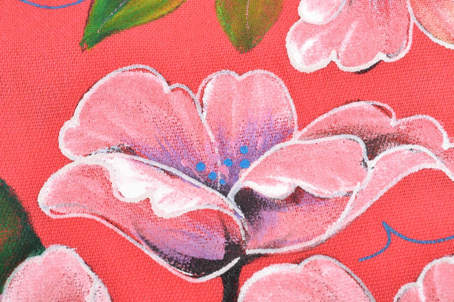 Bufanda de cachemir de color coralino con pintura foto 3