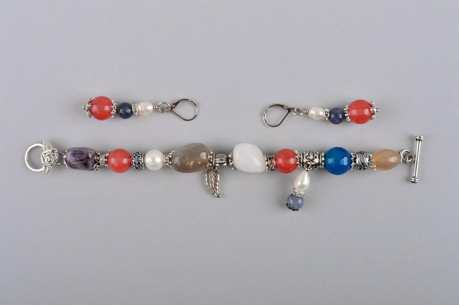 Natural stone jewelry handmade long earrings fashion bijouterie stylish bracelet photo 4