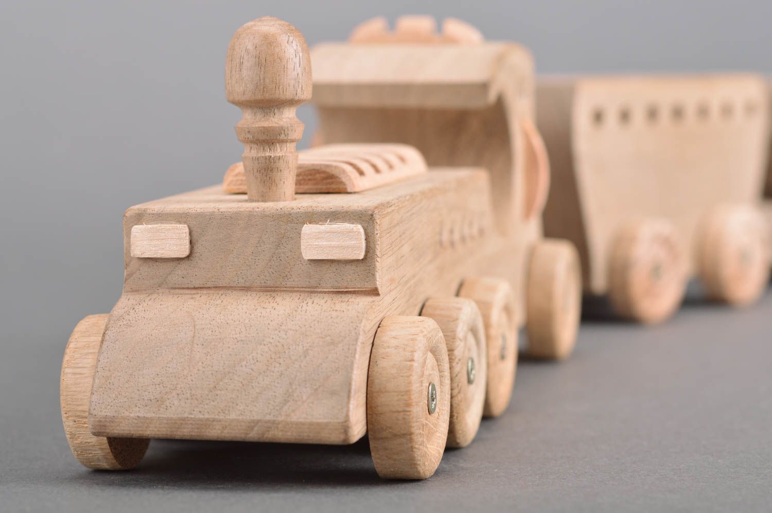 Eco friendly handmade children's wooden toy train for boys collectible item photo 4