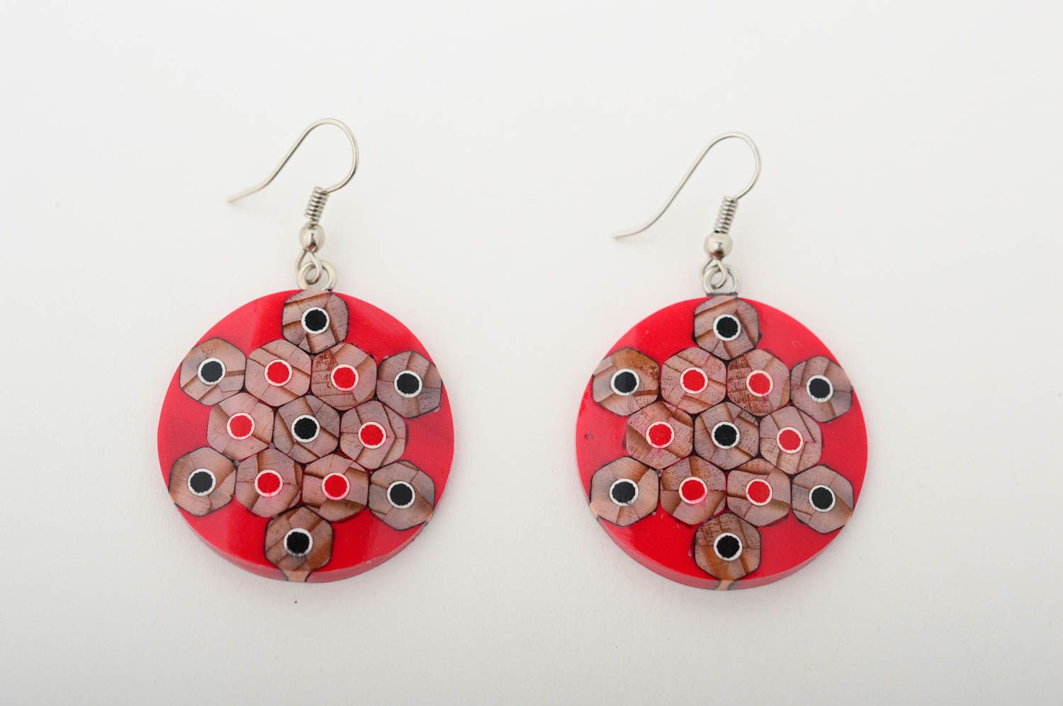 Handmade red designer earrings unusual earrings with charms bright jewelry photo 3
