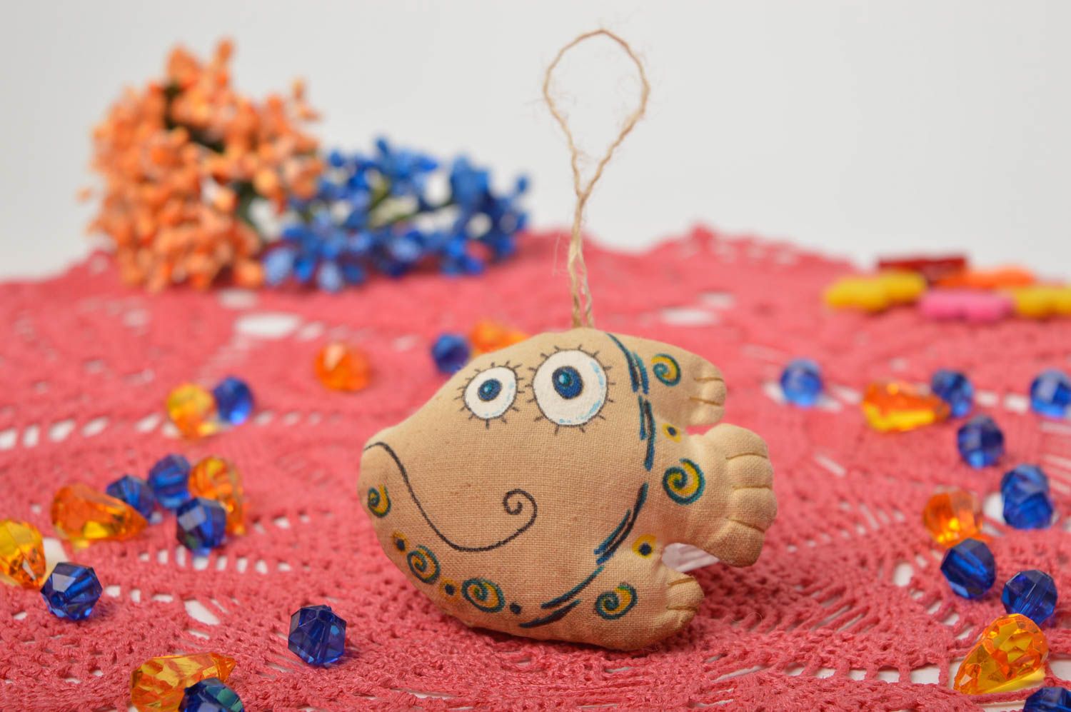 Handmade stylish accessory textile fish toy beautiful designer home decor photo 1