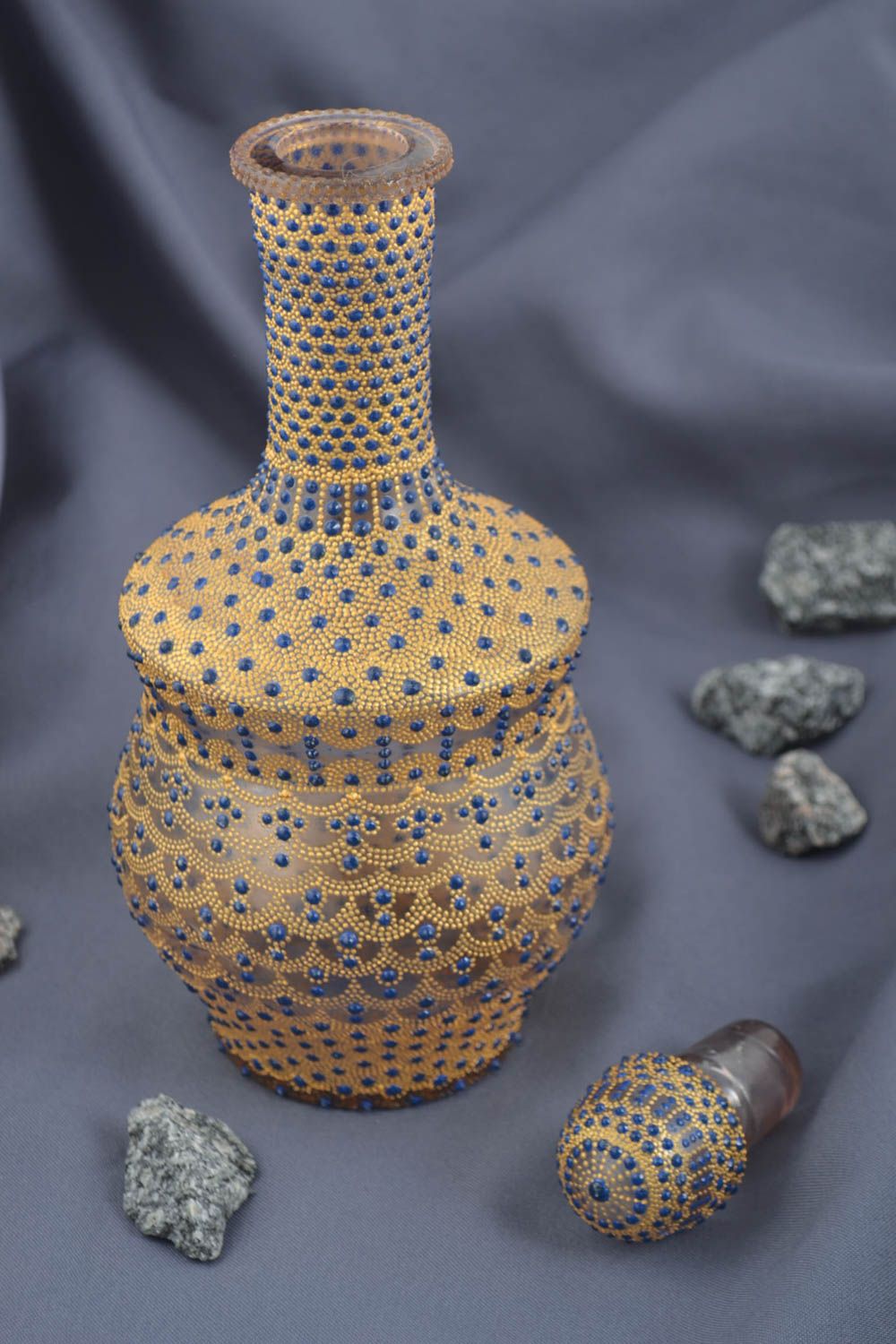 Botella de vidrio hecha a mano recipiente para vino elemento decorativo  foto 1