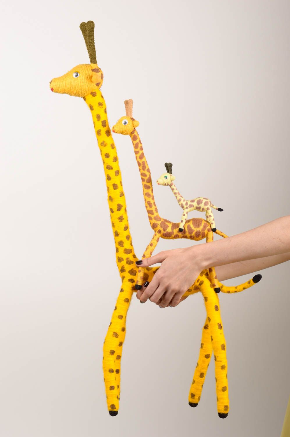 Peluches faites main girafes Jouets originaux 3 pièces Cadeau pour enfant photo 5