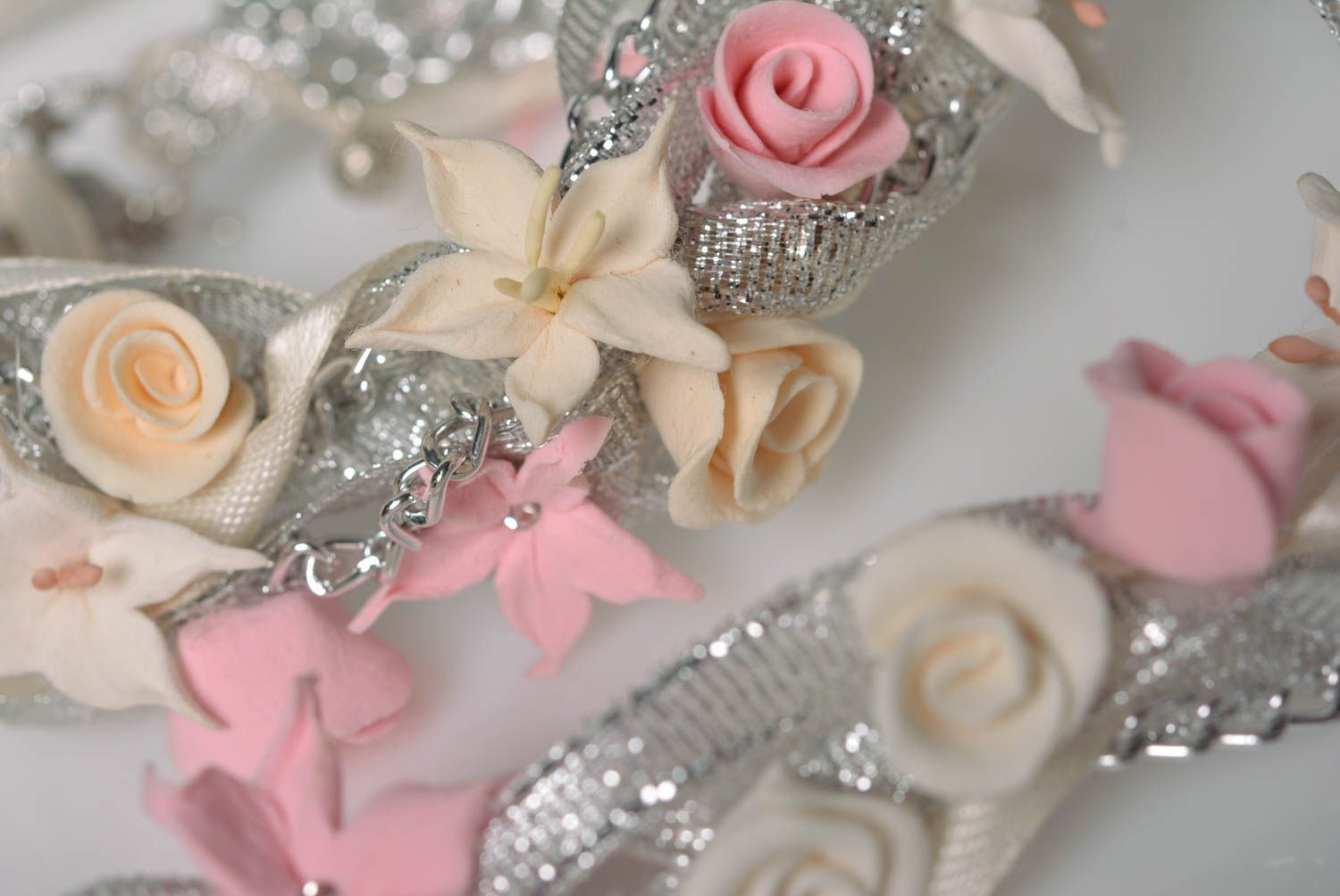 Beautiful homemade plastic flower jewelry set designer necklace and bracelet photo 4