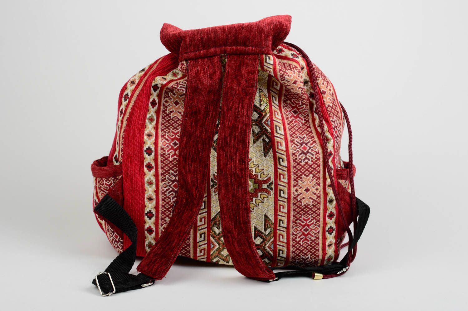 Женский рюкзак ручной работы рюкзак из ткани сумка рюкзак большой красный фото 3