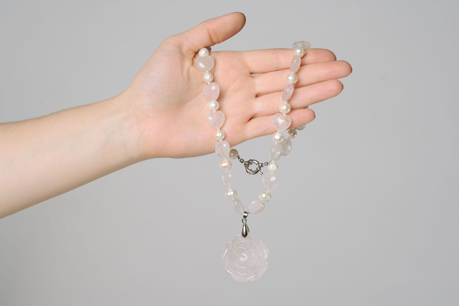 Pearl necklace with quartz photo 4