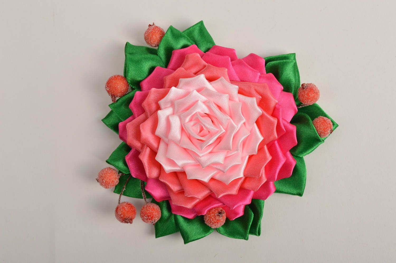 Beautiful handmade kanzashi flower jewelry making supplies DIY brooch gift ideas photo 3